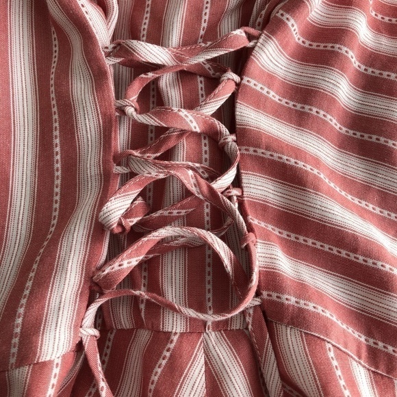 BCBGeneration Tiered Sleeveless Striped Mini, Collar shirt dress Pink Large - Picture 7 of 9